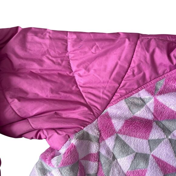 The North Face Girls XL Pink purple Gray Reversible Hooded Fleece Lined Jacket - Picture 7 of 9